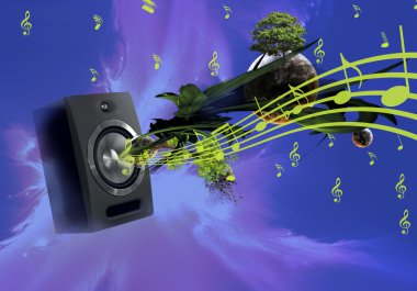 Illustration of fantastic sounding of music from a column  clipart