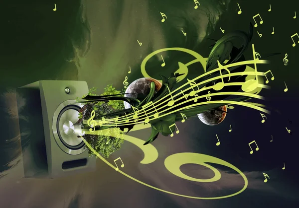 Illustration of sounding of music from a column — Stock Photo, Image