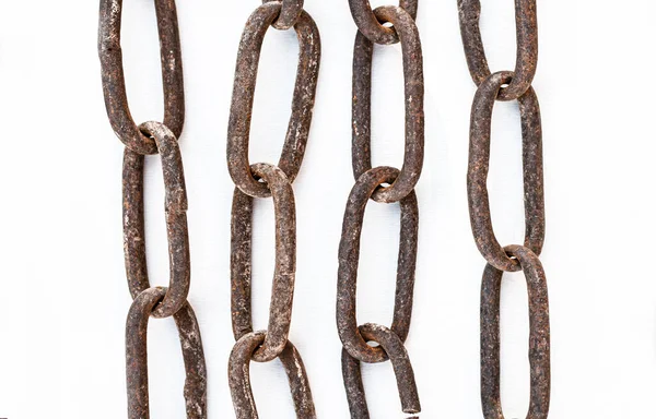 Old Rusty Metallic Chain Oval Rings White Background — Stock Photo, Image