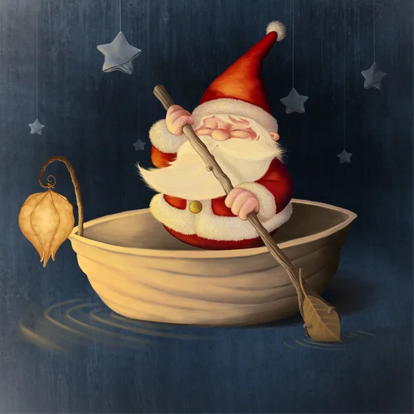 Santa claus en walnoot shell — Stockfoto