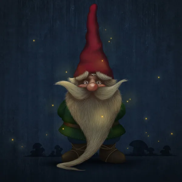 Gnome och firetly — Stockfoto