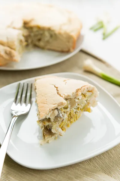 Torta saborosa com queijo ricota e alcachofras — Fotografia de Stock