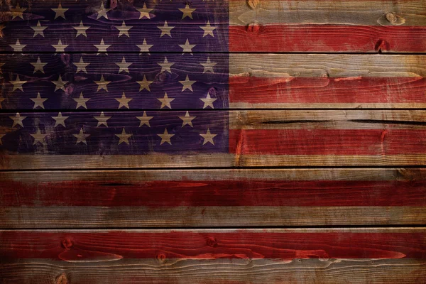 Флаг США, раскрашенный на деревянных тузах Лицензионные Стоковые Фото