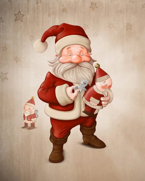 Santa Claus and mechanical doll — Stock fotografie