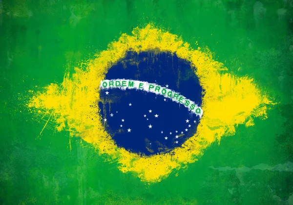 Bandera pintada Brasil —  Fotos de Stock