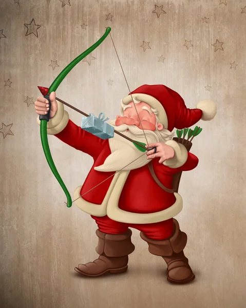 Papai Noel arqueiro — Fotografia de Stock