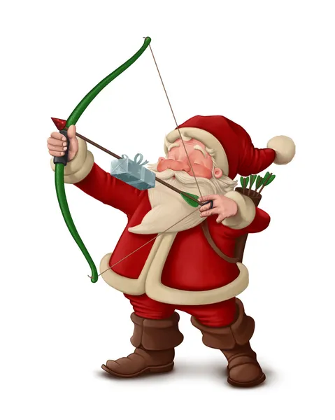 Santa Claus Archer - Белый фон — стоковое фото