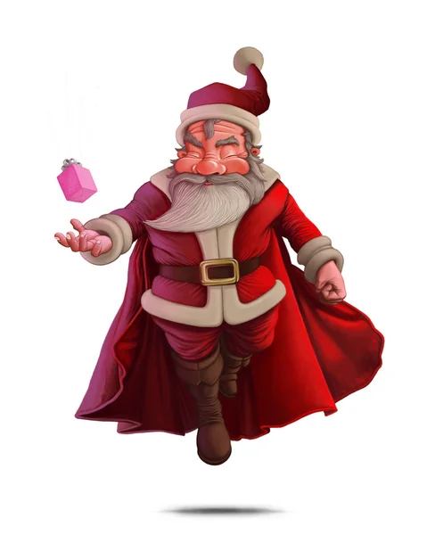 Санта-Клауса супер герой - білий фон — стокове фото