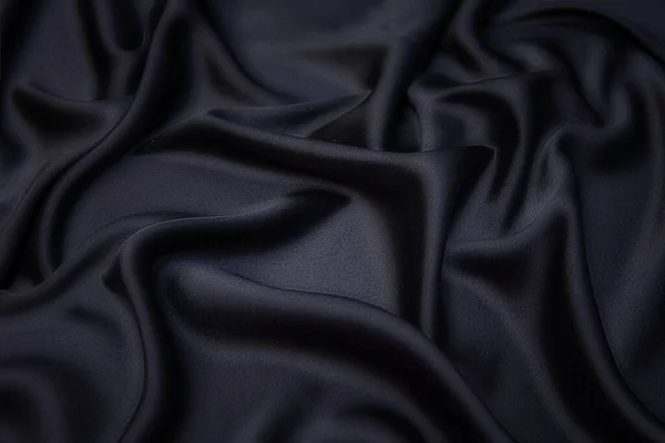 面料质地 设计背景 黑色丝绸或棉织物或毛织物的结构 波纹织物的漂亮图案 — 图库照片