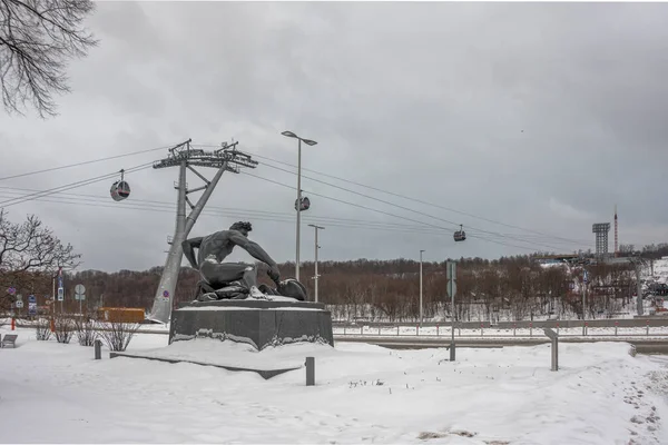 Moskva Rusko Ledna 2021 Lužniki Stanice Lanovky Vorobyovy Gory Přes — Stock fotografie