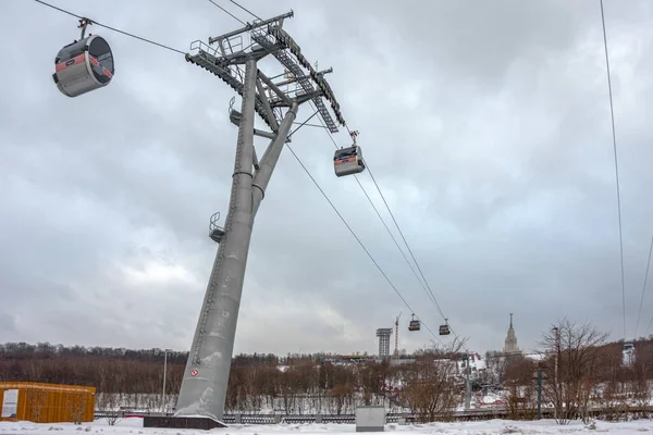 Moscow Russia January 2021 Luzhniki Station Vorobyovy Gory Cable Car — Stock Photo, Image