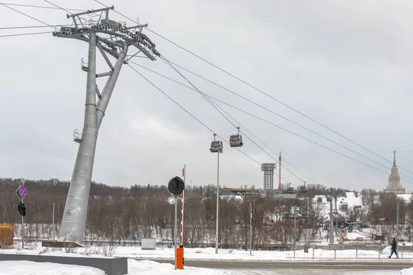 Moscou Rússia Janeiro 2021 Estação Luzhniki Teleférico Vorobyovy Gory Outro — Fotografia de Stock