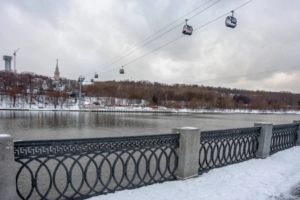 Moscú Rusia Enero 2021 Estación Luzhniki Del Teleférico Vorobyovy Gory —  Fotos de Stock