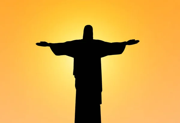 Silhuetten Staty Till Jesus Kristus Rio Janeiro — Stockfoto
