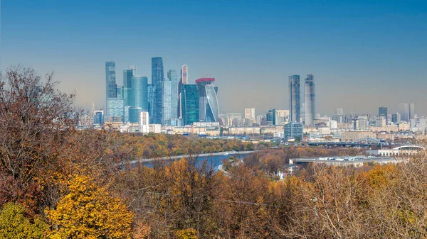 Moskwa Rusia Oktober 2021 Panoramic View Moscow City Sparrow Hills — Stok Foto