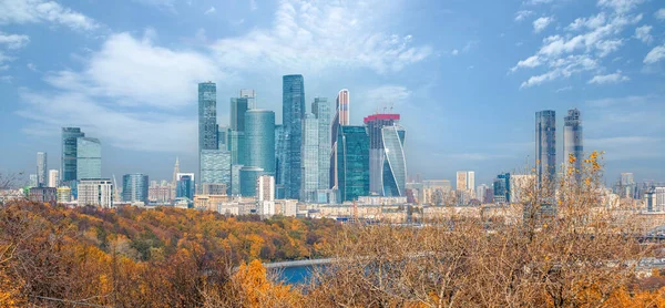 Moskwa Rusia Oktober 2021 Panoramic View Moscow City Sparrow Hills — Stok Foto