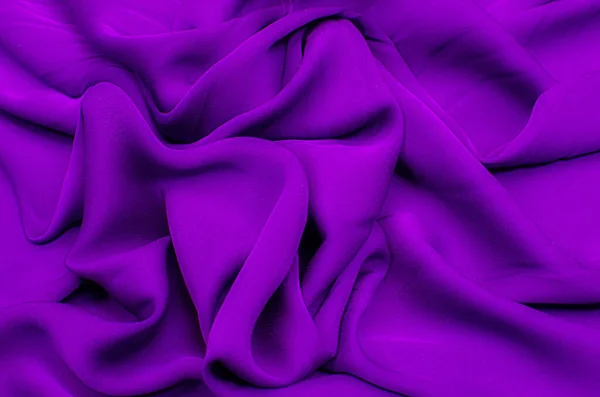 Hermoso Elegante Ondulado Violeta Púrpura Satén Seda Tela Lujo Textura — Foto de Stock
