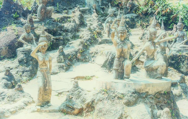 Antike Steinstatuen Magischen Garten Des Geheimen Buddhismus Koh Samui Thailand — Stockfoto
