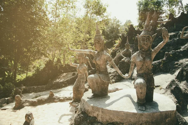 Estátuas Pedra Antigas Jardim Mágico Budismo Secreto Koh Samui Tailândia — Fotografia de Stock