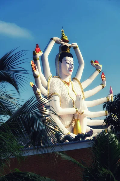 Wat Plai Laem Tempio Con Mani Statua Dio Guanyin Koh — Foto Stock