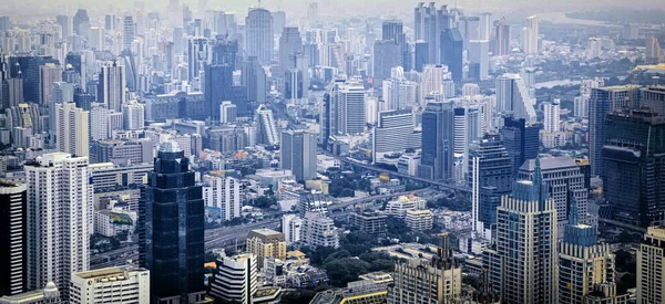 Flygfoto Över Bangkok Moderna Kontorsbyggnader Lägenhet Bangkok Stad Bkk Tailand — Stockfoto