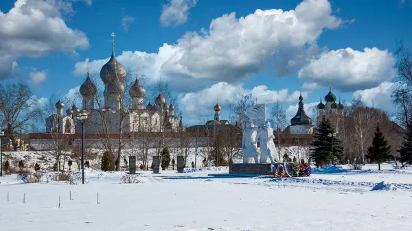 Güneşli Kış Gününde Büyük Kremlin Rostov Rusya Nın Altın Yüzüğü — Stok fotoğraf