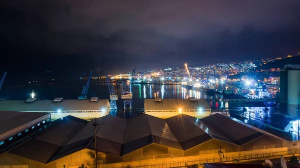 Trabzon Turkey October 2018 Trabzon Port Tankers Cranes Evening — Stock Photo, Image