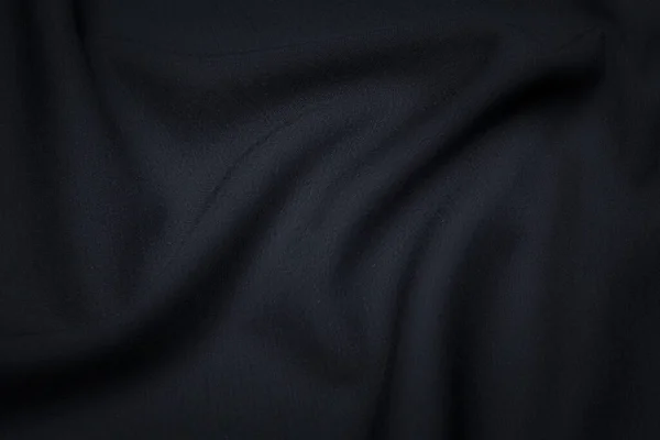 Selyem Pamut Vagy Gyapjúszövet Sötétszürke Vagy Fekete Szín Textúra Háttér — Stock Fotó