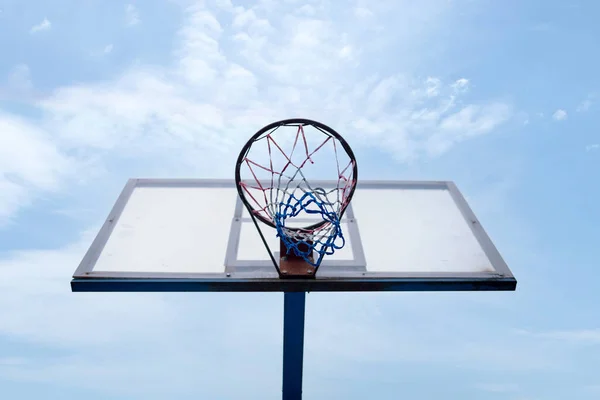 Bottom View Basketball Hoop Sky Concept Sports Healthy Lifestyle — Stock Photo, Image