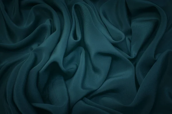 绿色丝绸或棉织物的结构 美丽的翡翠或滴水绿色柔软的绸缎 用于棉织物 — 图库照片