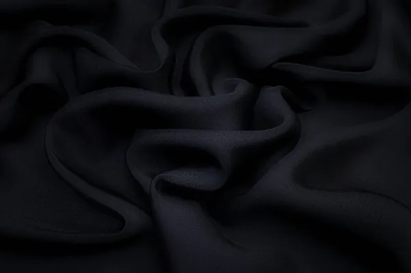絹または綿の生地組織 濃いグレーまたは黒の色 テクスチャ パターン — ストック写真