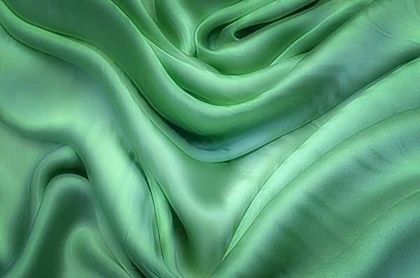 Konsistens Bakgrund Mönster Textur Grönt Silke Tyg Vacker Smaragdgrön Mjuk — Stockfoto