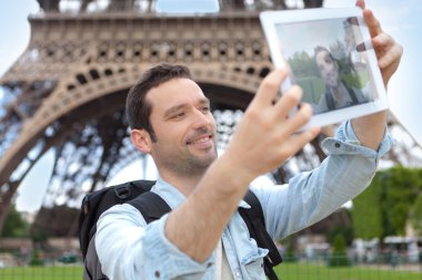 selfie Paris'te çekici genç çekici turizm