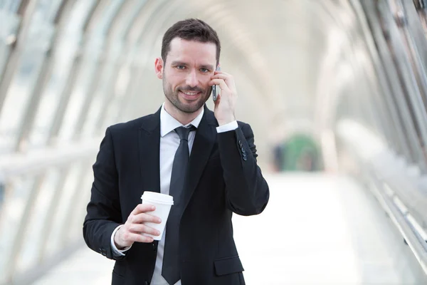 Businessman having a call during a break — Stock Photo, Image