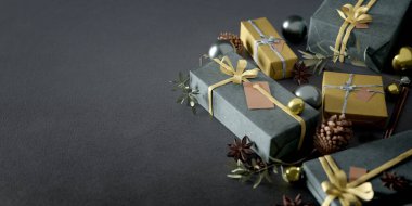 Yılbaşı dekorasyonlu Noel arkaplanı görüntüsü - 3D görüntüleme