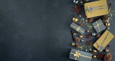 Yılbaşı dekorasyonlu Noel arkaplanı görüntüsü - 3D görüntüleme