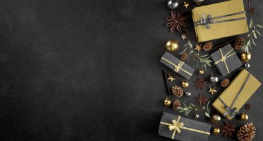 Yılbaşı dekorasyonlu Noel arkaplanı görüntüsü - 3D görüntüleme