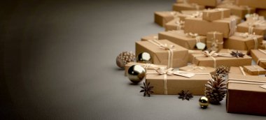 Yılbaşı dekorasyonlu Noel arkaplanı görüntüsü - 3D görüntüleme