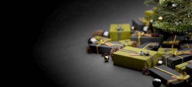 Yılbaşı dekorasyonlu Noel arkaplanı görüntüsü - 3D görüntüleme