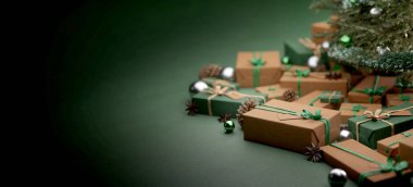 Yılbaşı dekorasyonlu Noel arkaplanı görüntüsü - 3D görüntüleme