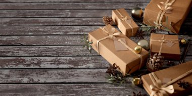 Yılbaşı dekorasyonlu Noel arkaplanı görüntüsü - 3D görüntüleme