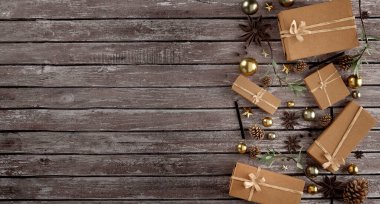 Yılbaşı dekorasyonlu Noel arkaplanı görüntüsü - 3D görüntüleme