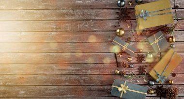 Yılbaşı dekorasyonlu Noel arkaplanı görüntüsü - 3D görüntüleme