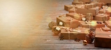 Yılbaşı dekorasyonlu Noel arkaplanı görüntüsü - 3D görüntüleme