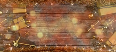 Yılbaşı dekorasyonlu Noel arkaplanı görüntüsü - 3D görüntüleme