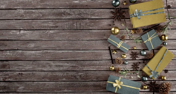Över Jul Bakgrund Med Jul Dekoration Rendering — Stockfoto