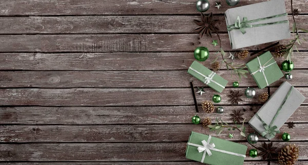 Vista Fondo Navidad Con Decoración Navidad Renderizado —  Fotos de Stock