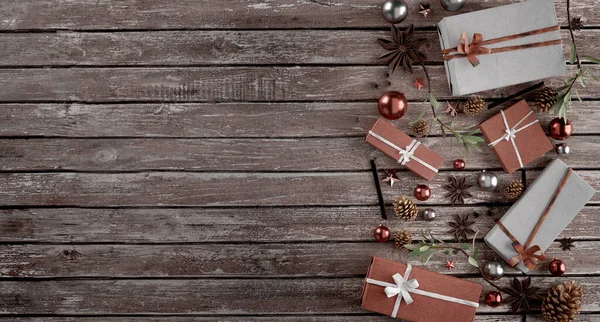 Vista Fondo Navidad Con Decoración Navidad Renderizado —  Fotos de Stock