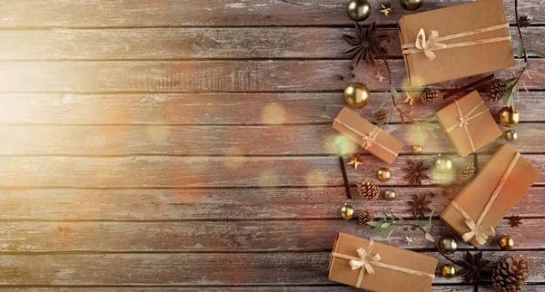 Yılbaşı dekorasyonlu Noel arkaplanı görüntüsü - 3D görüntüleme