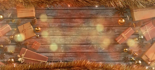 Yılbaşı dekorasyonlu Noel arkaplanı görüntüsü - 3D görüntüleme